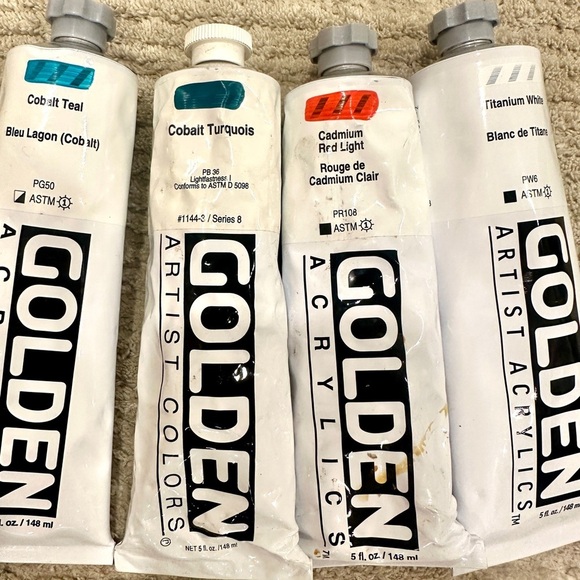 Art Supply Set Golden Heavy Body Paint Lot of 27 with Brushes, Canvas, Sta-Wet - Picture 7 of 16